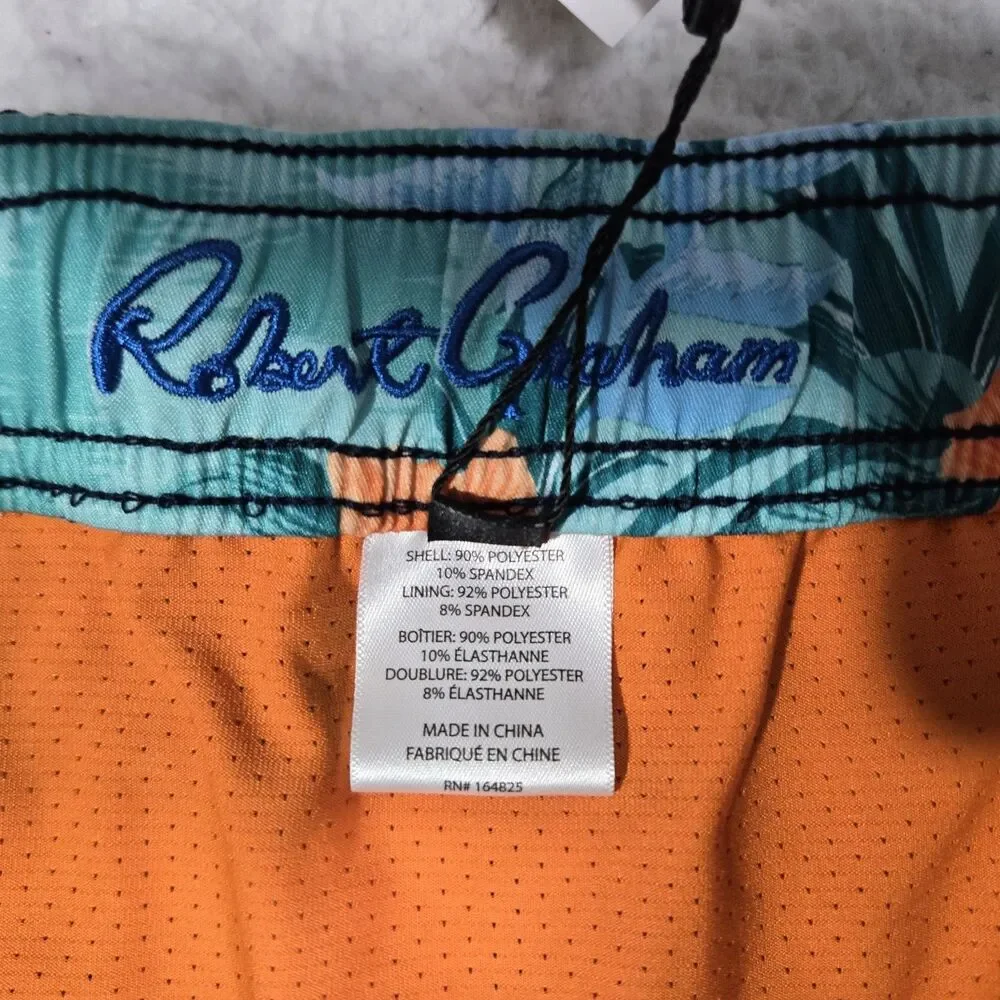 Robert Graham Swim Trunks Mens XL Monkey Martini Blue Lined Shorts 5